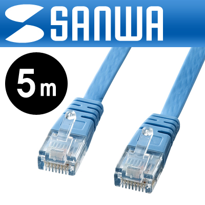SANWA KB-FL6-05LBN CAT.6 UTP다이렉트 FLAT 케이블 New 5m