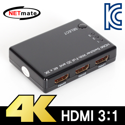 NETmate NM-HS302 4K 지원 HDMI 3:1 선택기(리모컨)