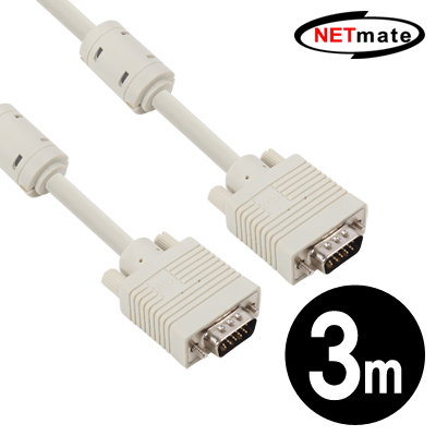 NETmate NMC-R30G RGB 모니터 케이블 3m (베이지)