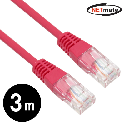 NETmate NMC-U503R CAT.5E UTP 다이렉트 케이블(레드) 3m