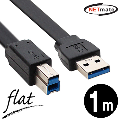 NETmate NMC-UB310F USB3.0 AM-BM FLAT 케이블 1m (블랙)