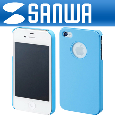 SANWA PDA-IPH46BL iPhone4·4S 고무 코팅 하드 케이스(블루)